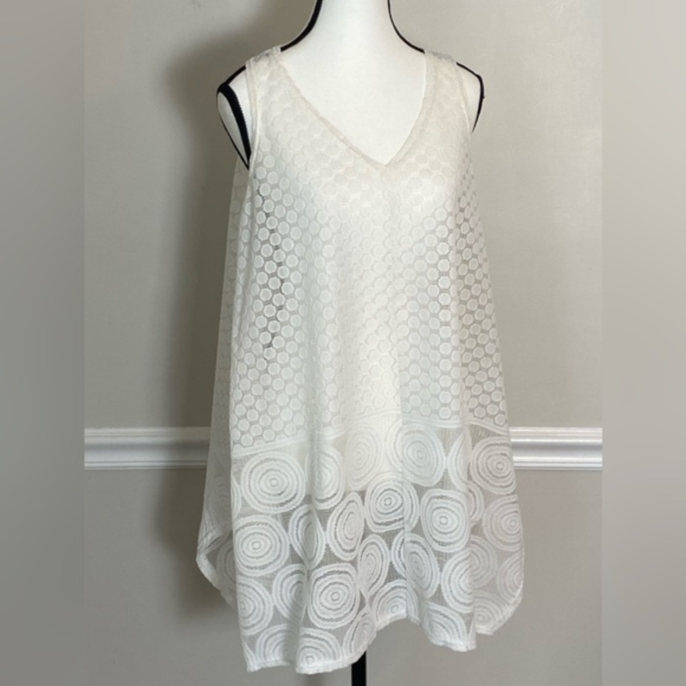 India Boutique White Lace Swim Coverup Boho Festival Tunic OS